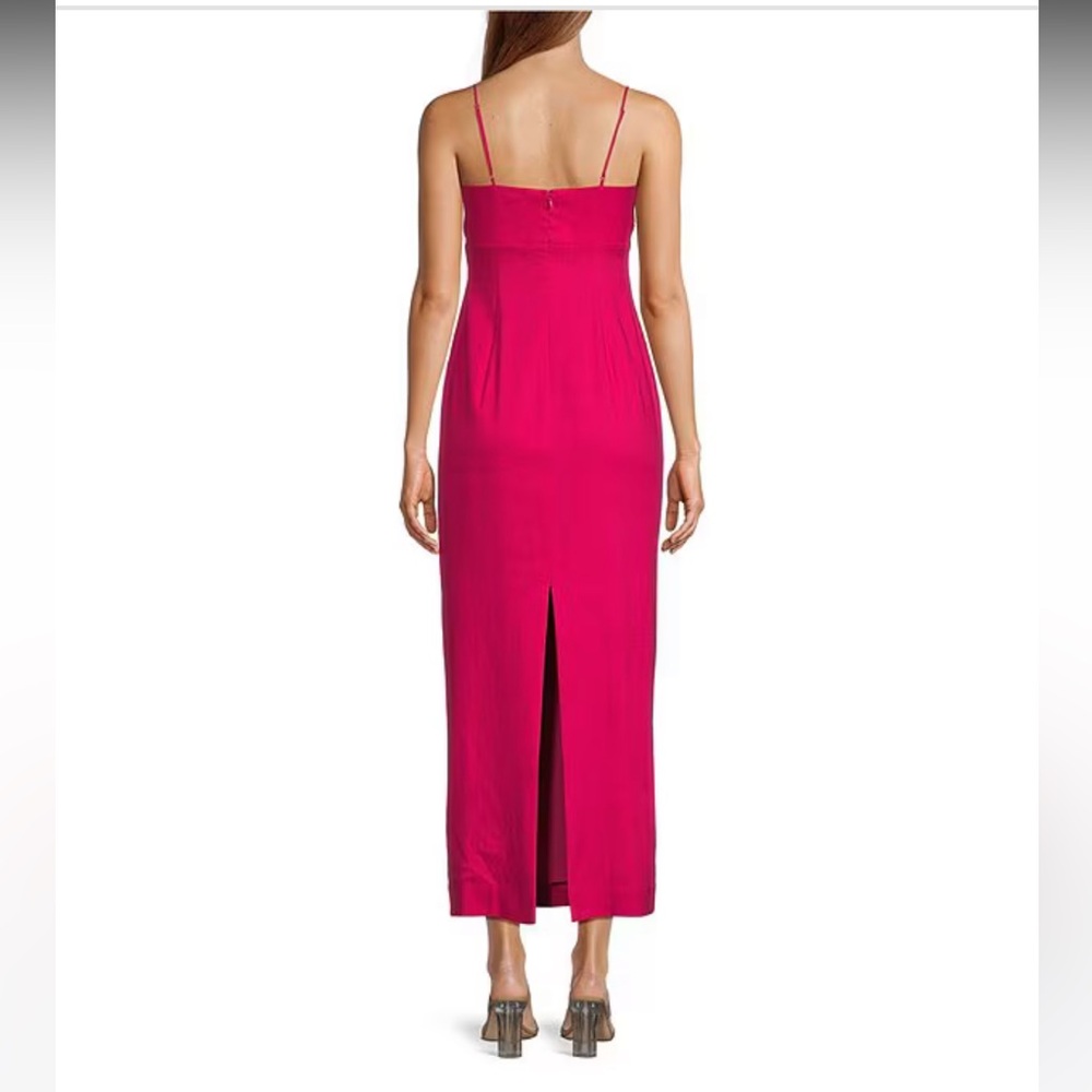 ANTONIO MELANI Hot Pink Floral-Trim Midi Dress - Picture 2 of 8